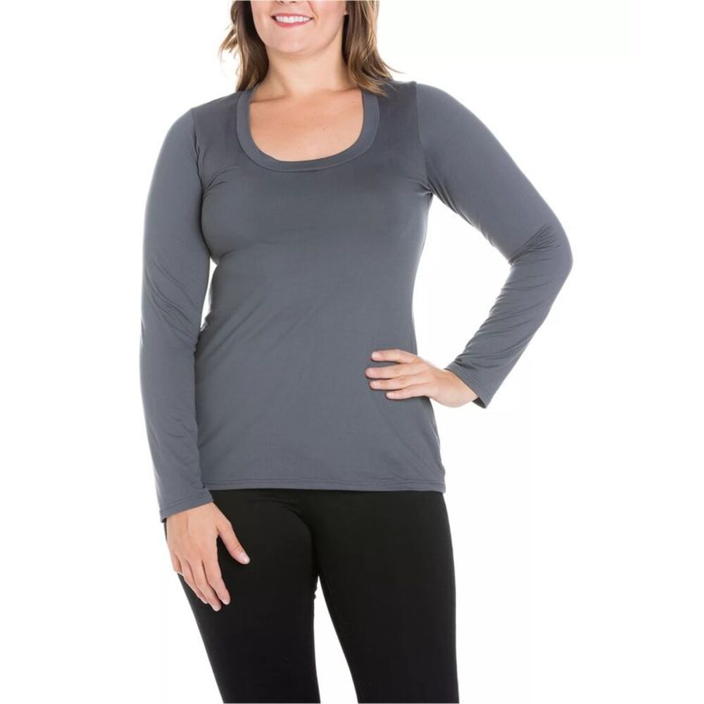 24seven Womens Plus Size Solid Scoop Neck Basic T-Shirt, NWT